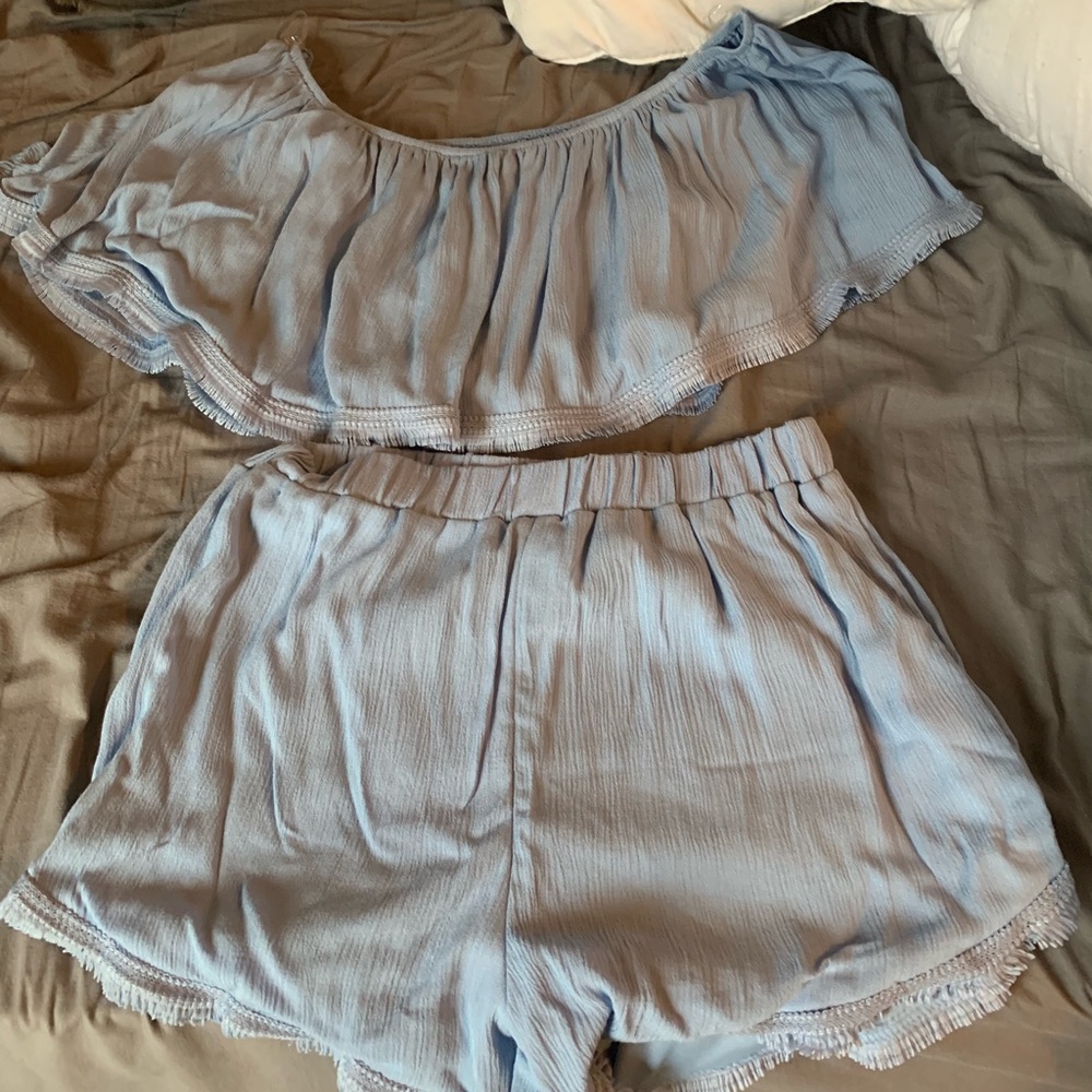 baby blue two piece set